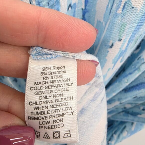 LOGO Layers Blue Abstract Tie-Dye Hi-Low Sleeveless Tunic Tank Top 1X Boho Flowy - Picture 9 of 11